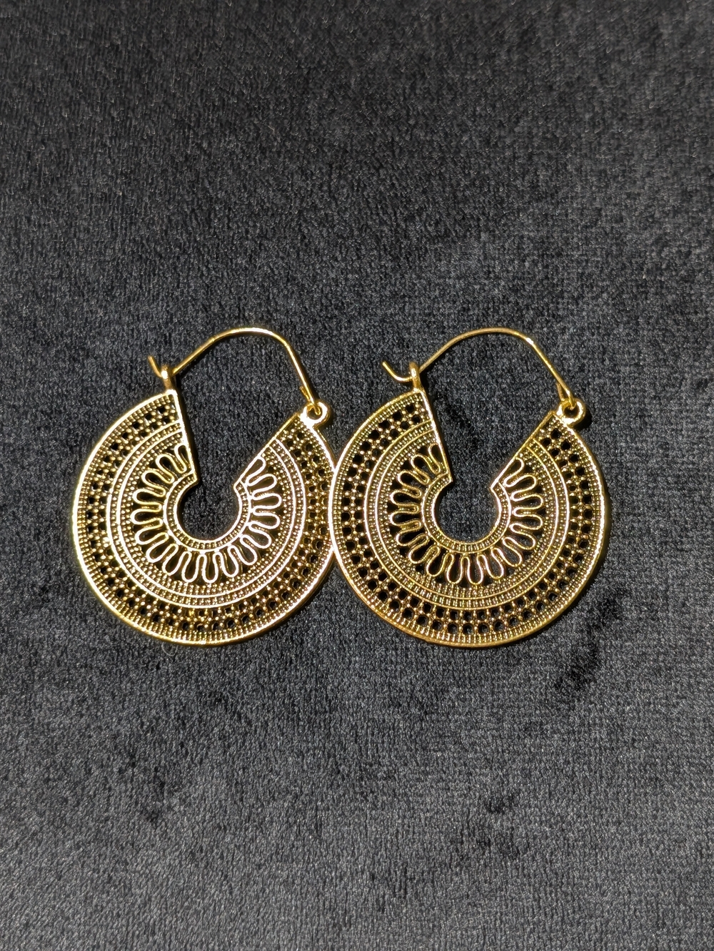 Gold Filigree Hoop Earrings - Women's Jewelry